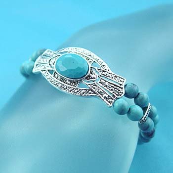 TURQUOISE STONE BEADED BRACELET
