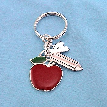 SILVER PLATED with APPLE , PENCIL and "A' CHARMS
