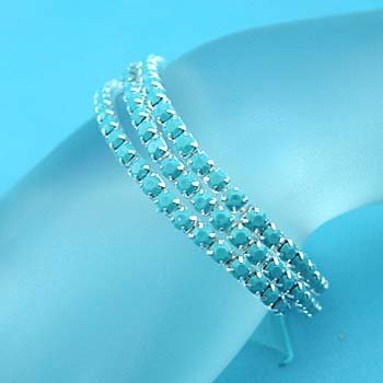 TURQUOISE 3 LINE OPAQUE STRETCH BRACELET