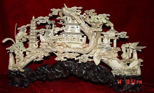 Nice Old Bone Carving Dragon Fly Paradise View