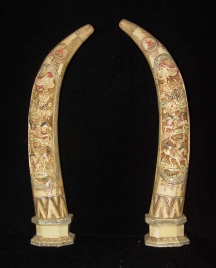 Nice Old Bone Art Handcarft action View Tooth Decoration