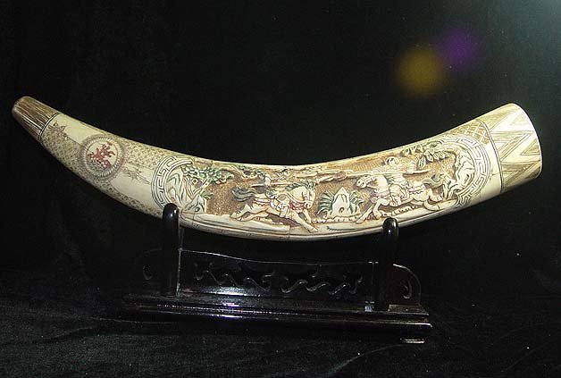 Nice Old Bone Art Handcarft action View Tooth Decoration