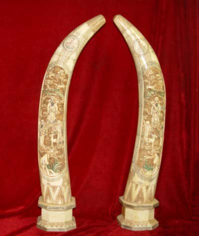Old Bone Art Handicraft Three FU LU SHOU God Tooth adornment