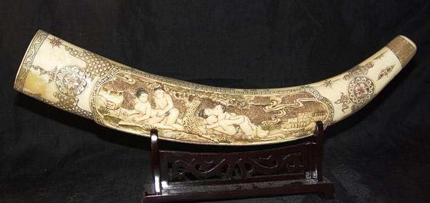 Old Bone Art Handicraft Man Woman Sex Design Tooth adornment