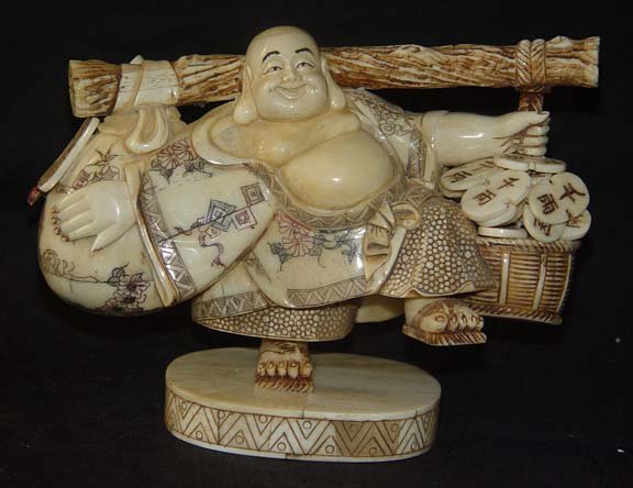 Old Bone Art Handicraft Lucky Wealth Buddha Bring Fortune