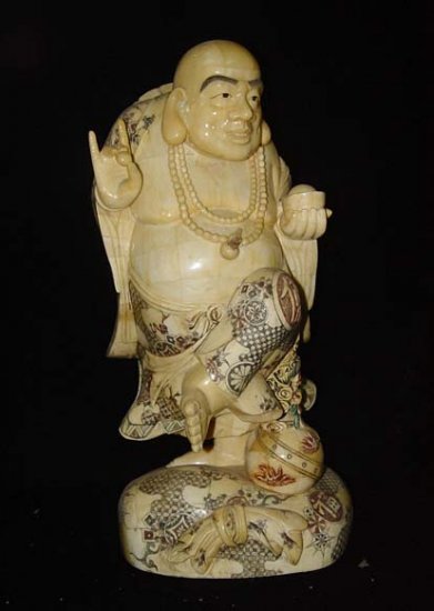 Old Bone Art Handicraft Lucky Wealth Mile Buddha Figure