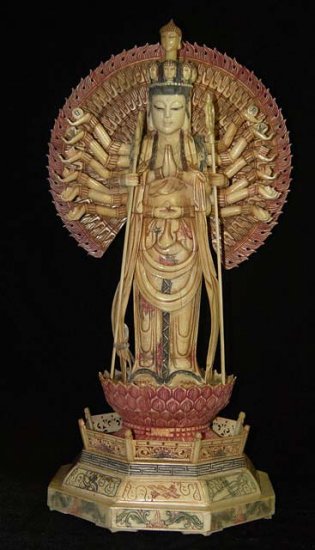 Old Bone Art Handicraft Nice Thousand Hand Kwan-yin Figure