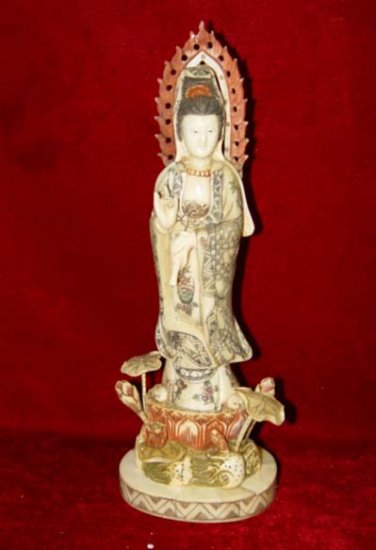 Old Bone Art Handicraft Lucky Kwan-yin Figure