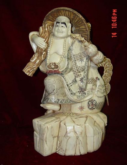 Old Bone Art Handicraft Wealth Buddha Bring Fortune Figure