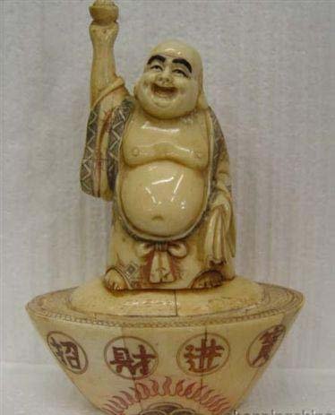 Old Bone Art Handicraft Lucky Fortune Buddha Lucky Statue