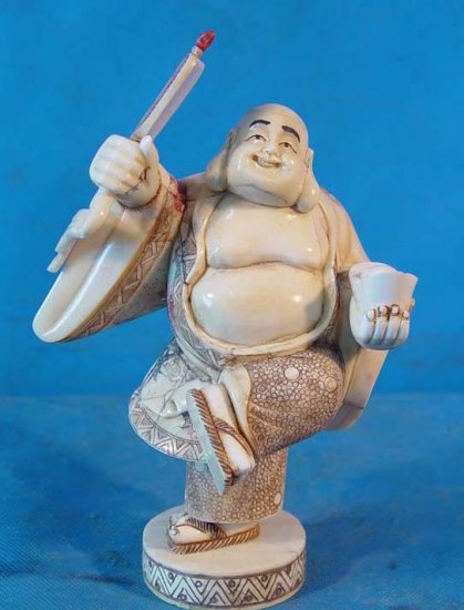 Old Bone Art Handicraft Lucky Laughing Mile Buddha Statue