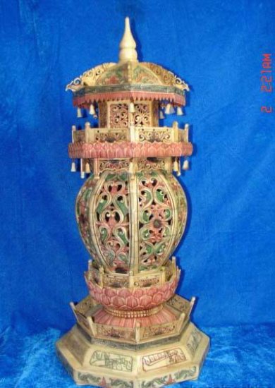 Exquisite Bone Art Handicraft Carving Tower Decoration