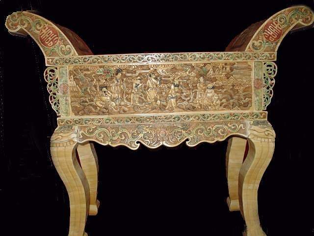 Exquisite Bone Art Handicraft Carving 8 immortal Table altar