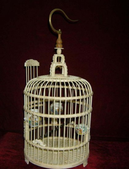 Exquisite Bone Art Handicraft Carving bird cage