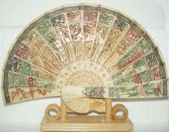 Exquisite Bone Art Handicraft Carving Eight immortal Fan