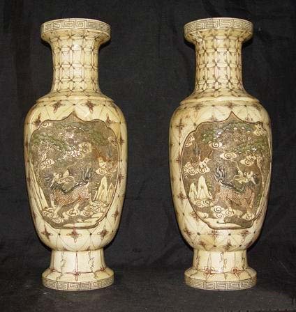 Exquisite Bone Art Handicraft Carving Lucky Kylin Pair Vase