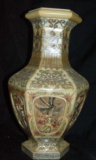 Exquisite Bone Art Handicraft Carving Nice Flowr Bird Vase