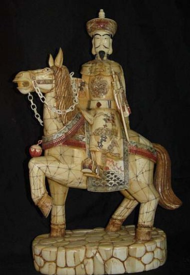 Exquisite Bone Art Handicraft honour emperor Ride Horse Statue