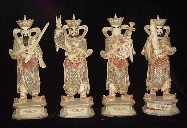 Exquisite Bone Art Handicraft Four Lucky God Statue