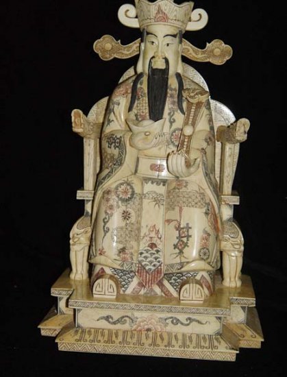 Exquisite Bone Art Handicraft Lucky Chinese Wealth God Figure