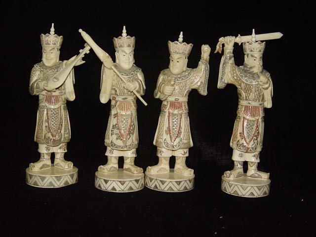 Exquisite Bone Art Handicraft Four Sky God Figure