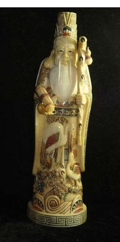 Exquisite Bone Art Handicraft Crane immortal Figure