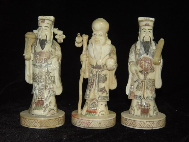 Exquisite Bone Art Handicraft Nice Fu Lu Shou God Figure