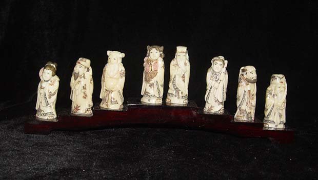 Exquisite Bone Art Handicraft Chinese Eight immortal Figure