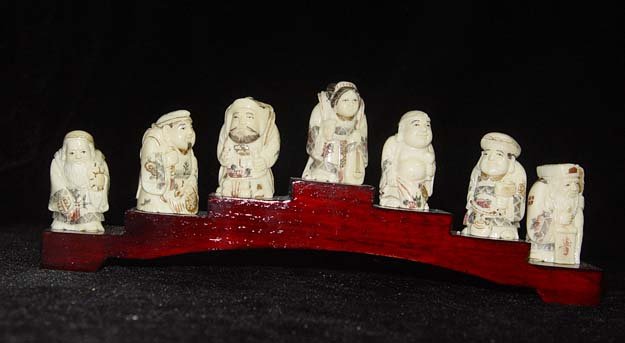 Exquisite Bone Art Handicraft Japanese Seven immortal Figure
