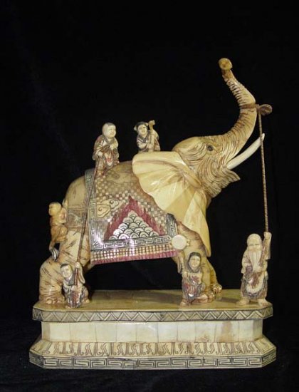 Exquisite Bone Art Handicraft Lucky Child Play Elephant Figure