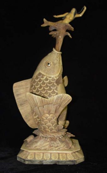 Exquisite Bone Art Handicraft Fish Nice sea-maid Figure