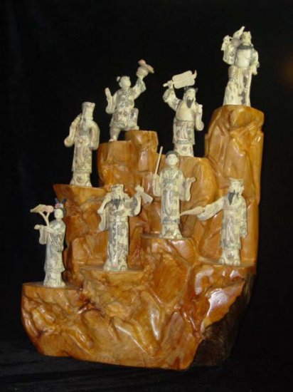 Exquisite Bone Art Handicraft Seven immortal Figure