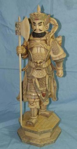Exquisite Bone Art Handicraft Chinese Lucky Door God Figure