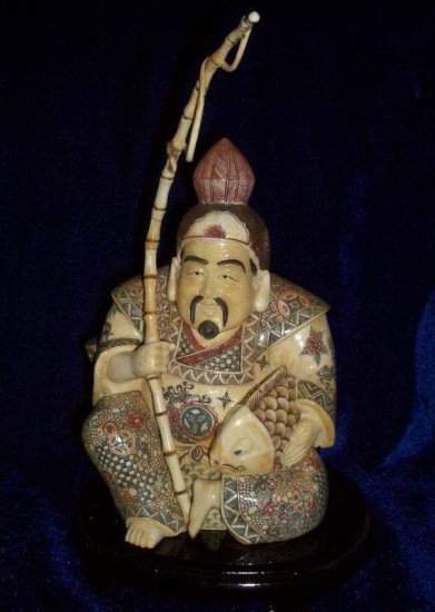 Exquisite Bone Art Handicraft Nice Fisher Figure