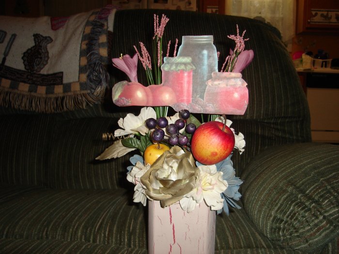 Jars of fruit floral arrangement