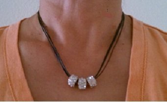 Stylish Leather thread necklace with 3 bling bling rings