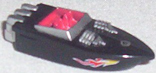 non-Micro Machine black speedboat by Hot Wheels