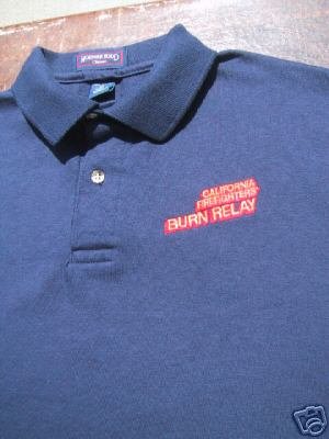 CALIFORNIA FIREFIGHTERS burn relay STAFF polo SHIRT emo
