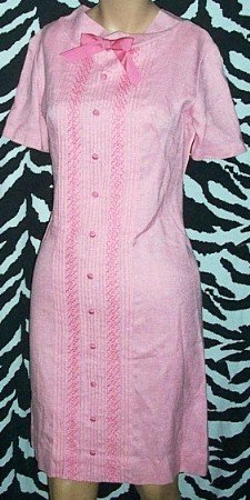Pintucked Pink Dolly Dress with Buttons & Bow
