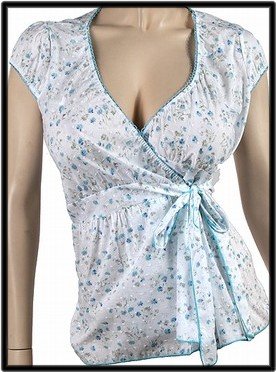 Beautiful Blue & White Stretch Knit Top! New! Size 12