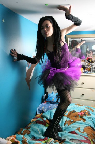 Layered two tone gothic adult dance tutu Black and purple Small