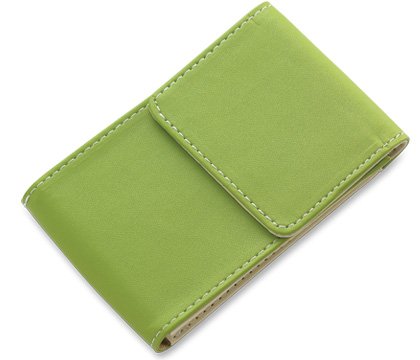 BRAND NEW Green Leather Stitchie Card Case