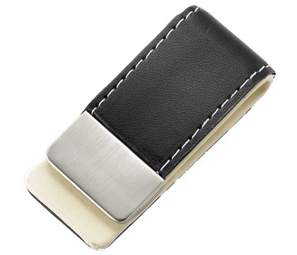 BRAND NEW Black Leather Stitchie Money Clip