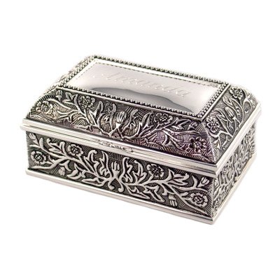 Silver Plated Floral Jewelry Chest and Trinket Box Brand New