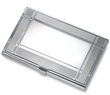 Silver Business Card Case Crossing Stripes BRAND NEW
