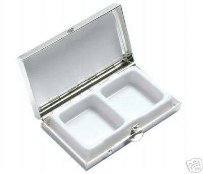 Small Rectangle Pill Box two Compartment Push Button Brand NEW