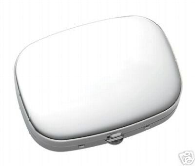 Silver 3 Compartment Pill Box, Push open Brand NEW