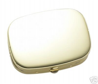 Gold 3 Chamber Pill Box push button open Brand NEW