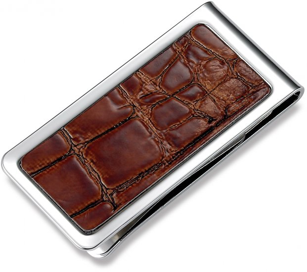 Brand New Brown Crocodile Texture Money Clip