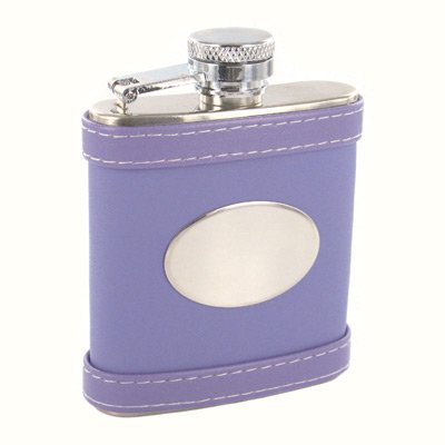 Purple Leather Pocket Flask Personalize!